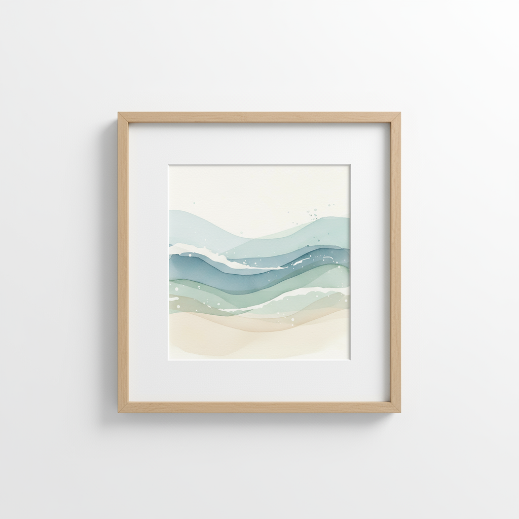 Coastal Serenity – Abstract Coastal Watercolor Wall Art Print (Digital Download)