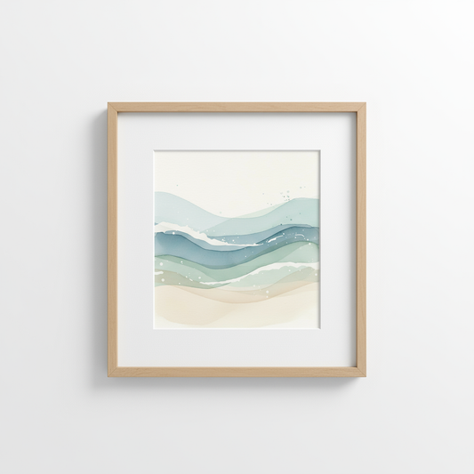 Coastal Serenity – Abstract Coastal Watercolor Wall Art Print (Digital Download)