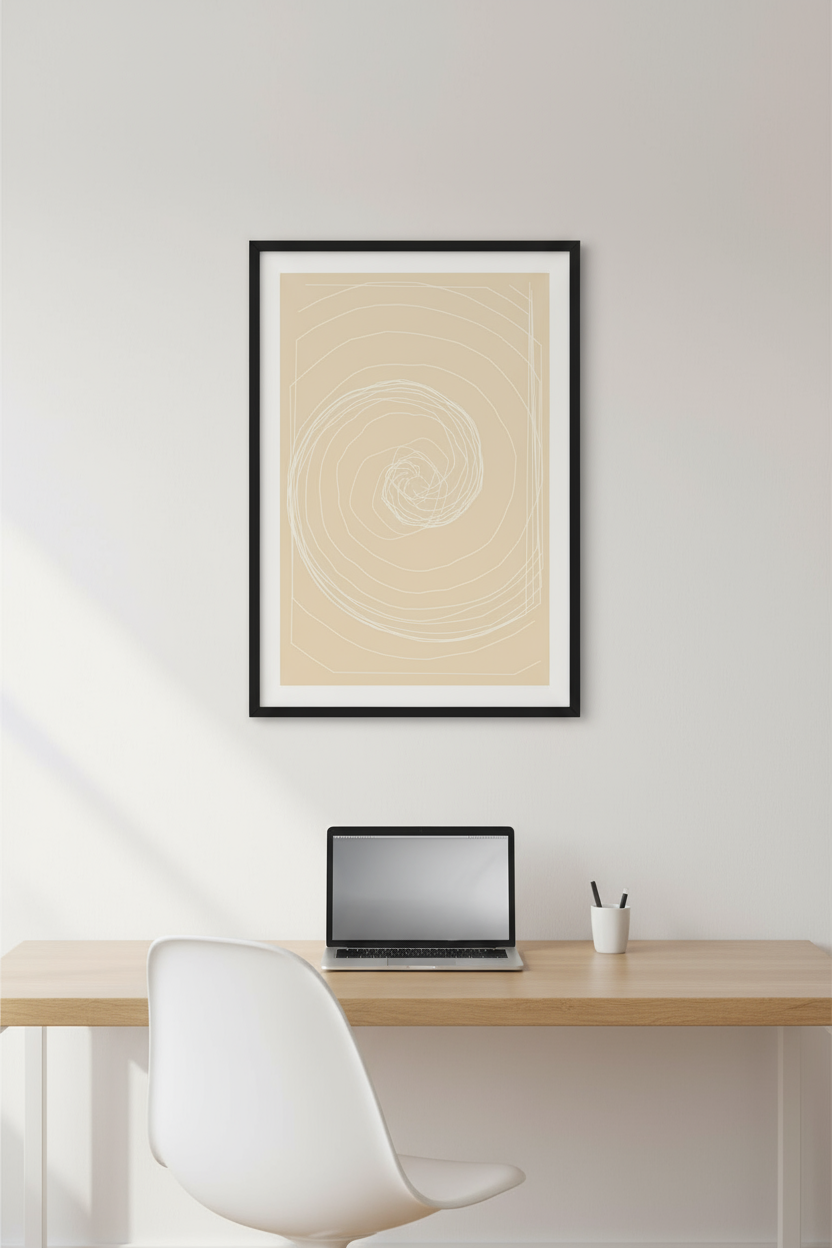 Spiral Tangle - Minimal Abstract Wall Art Print (Digital Download)