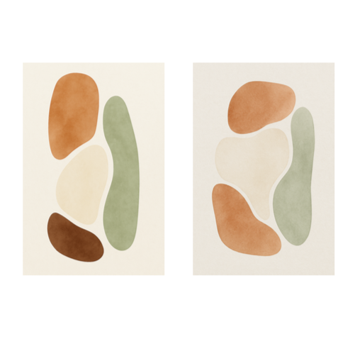 The Organic Harmony Set – 2 Abstract Earthy Wall Art Prints 